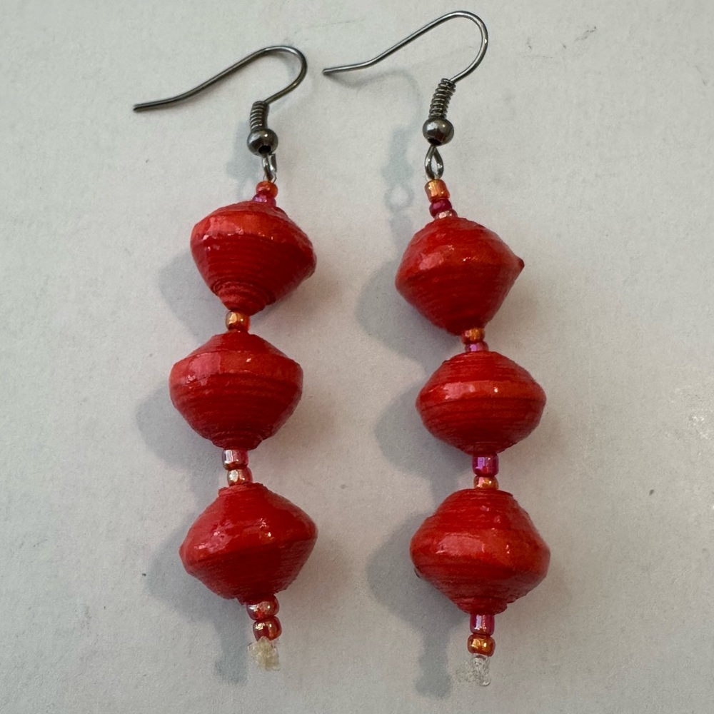 NWOT Ugandan Handmade Paper Bead Earrings